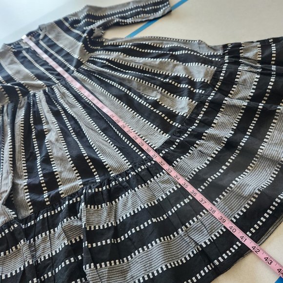 Janasya Black and White Textured Striped Dress Size L - Picture 16 of 17